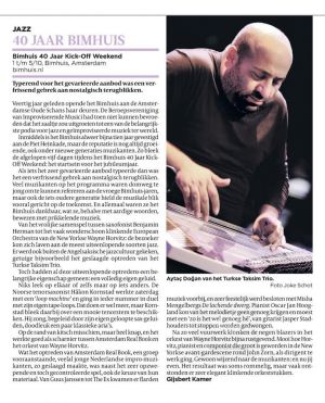 40 Years Bimhuis Volkskrant 10-6-2014